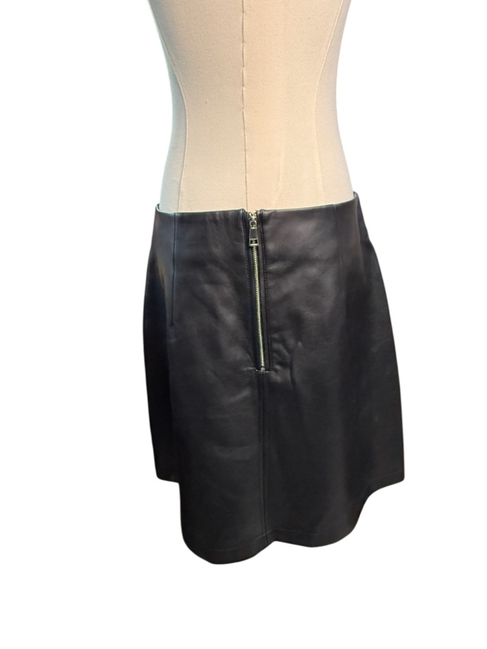 Maeve by Anthropologie Black Faux Leather A Line Mini Skirt Size M - Picture 3 of 14